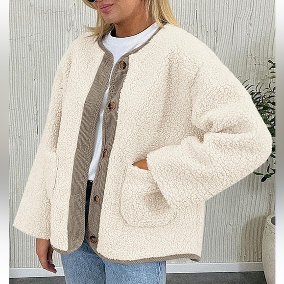 NWT PrettyGarden white Sherpa button down jacket  - Picture 2 of 7